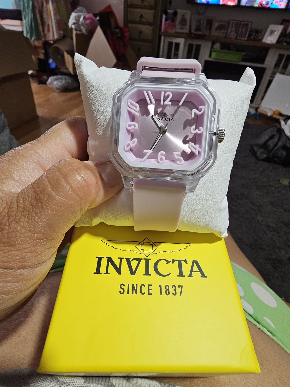 Invicta Women’s Pink Square Dial Silicone Strap Watch